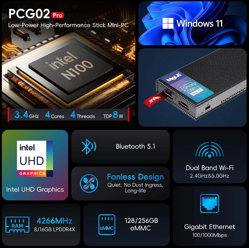 MeLE Launches PCG02 Pro Computer Stick with Intel Alder Lake-N Processor