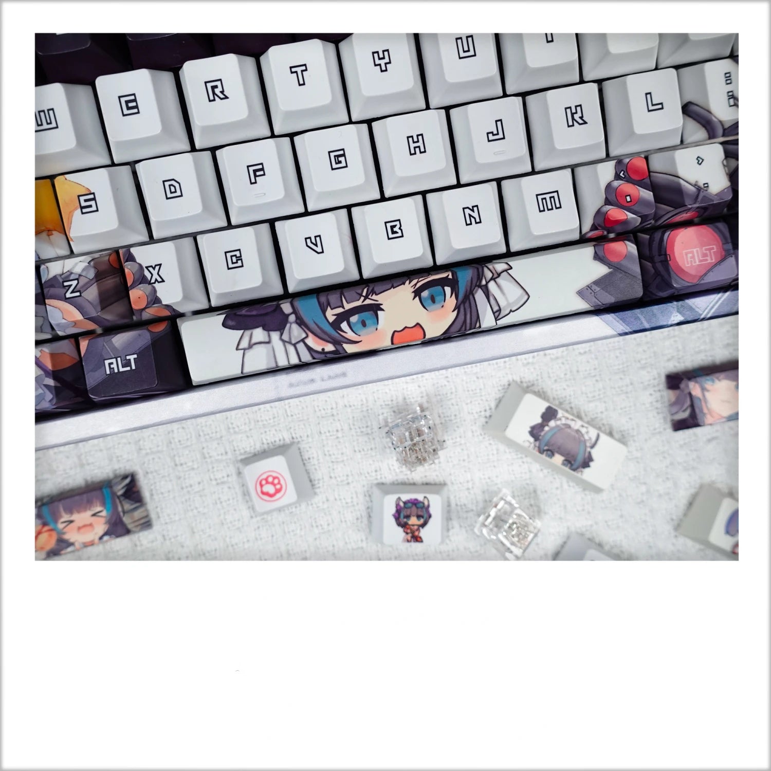 129 Keys/Set Azur Lane HMS Cheshire Cute Neko Girl PBT Cherry Profile for MX Switch Keycap for Mechanical Keyboard Game Custom