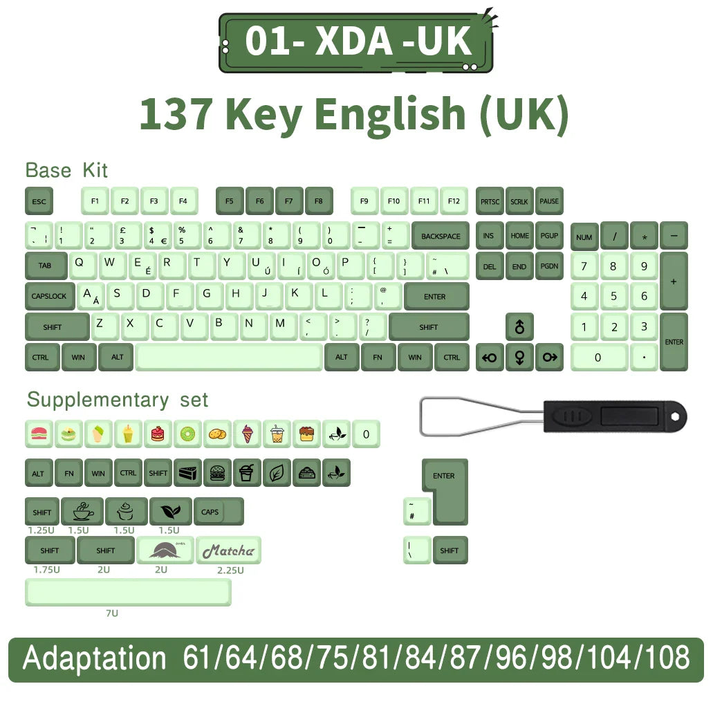 140 Tasten PBT-Tastenkappen XDA-Profil ISO-Layout Spanisch-Russisch-Japanisch-Koreanisch-Französisch-Tastenkappen für mechanische Cherry-MX-Tastatur