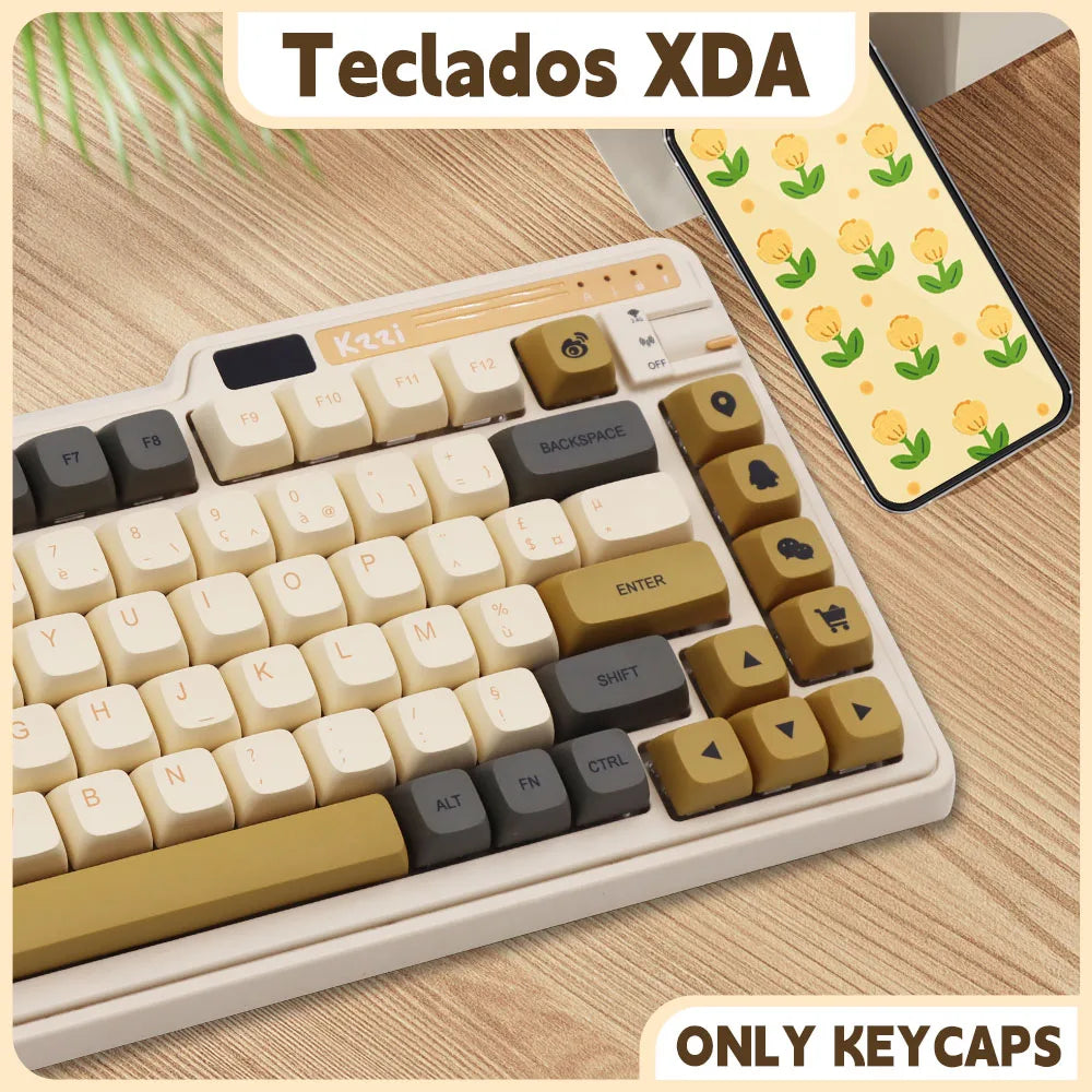 140 Tasten PBT-Tastenkappen XDA-Profil ISO-Layout Spanisch-Russisch-Japanisch-Koreanisch-Französisch-Tastenkappen für mechanische Cherry-MX-Tastatur