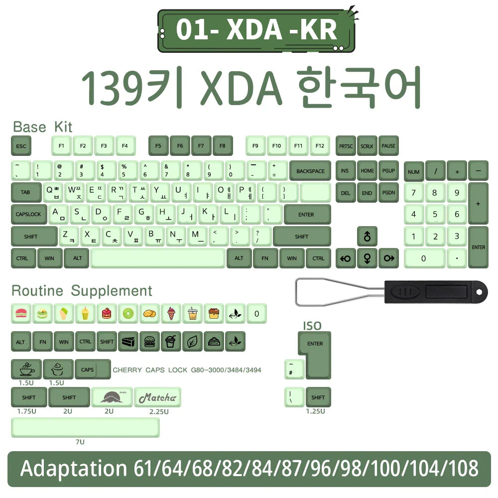140 Tasten PBT-Tastenkappen XDA-Profil ISO-Layout Spanisch-Russisch-Japanisch-Koreanisch-Französisch-Tastenkappen für mechanische Cherry-MX-Tastatur