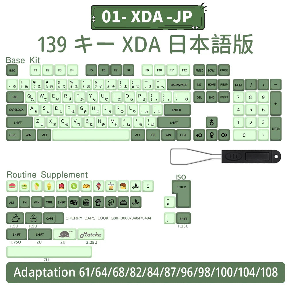 140 Tasten PBT-Tastenkappen XDA-Profil ISO-Layout Spanisch-Russisch-Japanisch-Koreanisch-Französisch-Tastenkappen für mechanische Cherry-MX-Tastatur