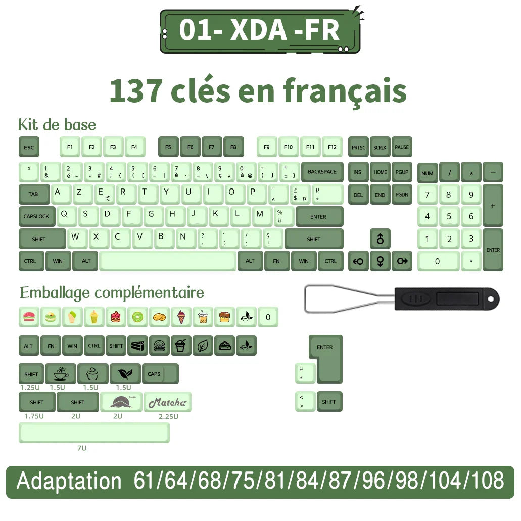 140 Tasten PBT-Tastenkappen XDA-Profil ISO-Layout Spanisch-Russisch-Japanisch-Koreanisch-Französisch-Tastenkappen für mechanische Cherry-MX-Tastatur