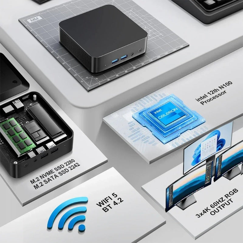 chatreey T9 Mini PC Intel Alder Lake N100/Twin Lake N150 Full Function Type-C 4K 60Hz RGB Output Windows 11 Ultra Dual SSD