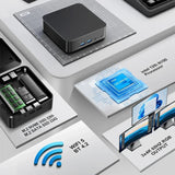 chatreey T9 Mini PC Intel Alder Lake N100/Twin Lake N150 Full Function Type-C 4K 60Hz RGB Output Windows 11 Ultra Dual SSD