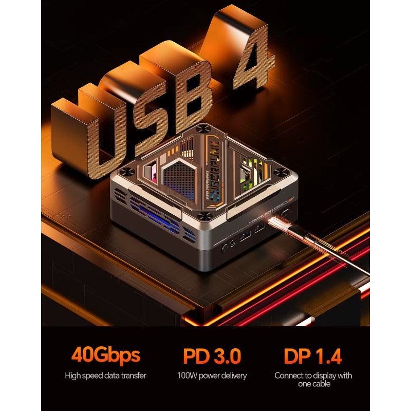 AOOSTAR GOD88 Mini-PC Ryzen 7 8845HS DDR5 5600Mhz PCIe4.0 SSD, mit 2,5G+1G LAN/W11 Pro