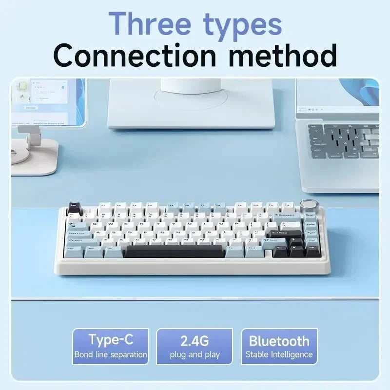 AULA F75 Mechanische Tastatur, kabellos, Bluetooth, 2.4G, verkabelt, Tri-Mode, Multifunktionsknopf, Hot-Swap, RGB