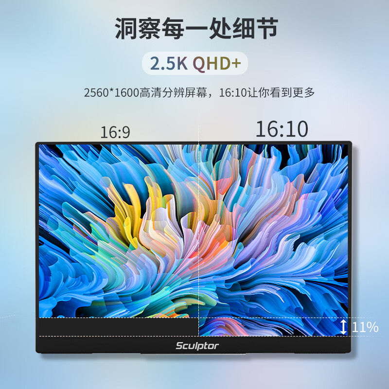 Sculptor 16 inch Monitor 2.5K Portable Screen 100% sRGB QHD