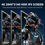 4K Portable Monitor 13.3 Inch IPS Screen 3840 x 2160 1500:1 with Freestanding HDMI USB C