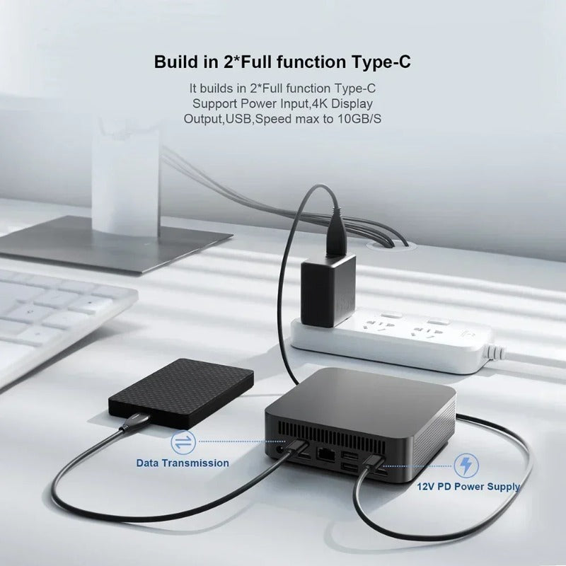 chatreey T9 Mini PC Intel Alder Lake N100/Twin Lake N150 Full Function Type-C 4K 60Hz RGB Output Windows 11 Ultra Dual SSD