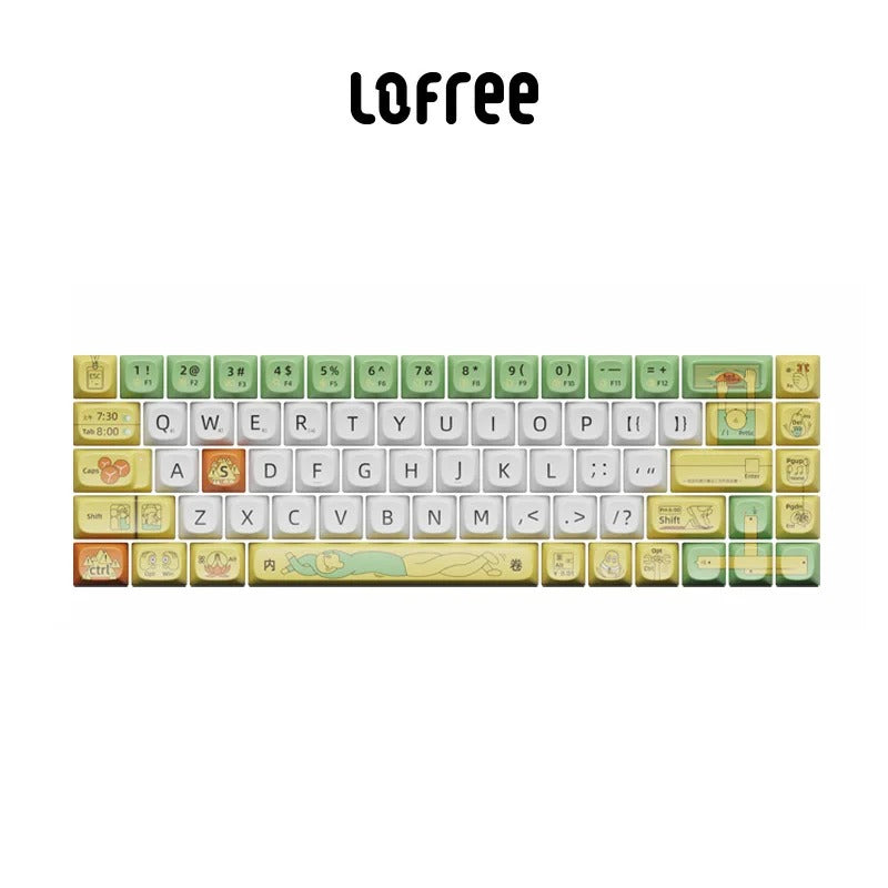 68 Tasten Lofree Xiaoqiao Theme Tastatur-Tastenkappen OEM PBT Sublimation Gaming Mechanische Tastatur Zubehör Benutzerdefinierte DIY-Tastenkappe Geschenk