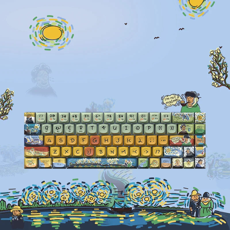 68 Tasten Lofree Xiaoqiao Theme Tastatur-Tastenkappen OEM PBT Sublimation Gaming Mechanische Tastatur Zubehör Benutzerdefinierte DIY-Tastenkappe Geschenk