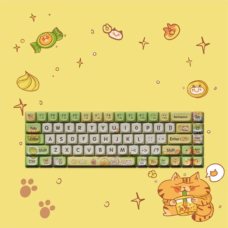 68 Tasten Lofree Xiaoqiao Theme Tastatur-Tastenkappen OEM PBT Sublimation Gaming Mechanische Tastatur Zubehör Benutzerdefinierte DIY-Tastenkappe Geschenk