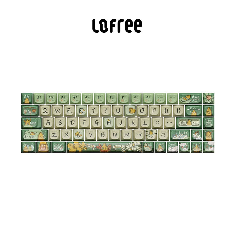 68 Tasten Lofree Xiaoqiao Theme Tastatur-Tastenkappen OEM PBT Sublimation Gaming Mechanische Tastatur Zubehör Benutzerdefinierte DIY-Tastenkappe Geschenk