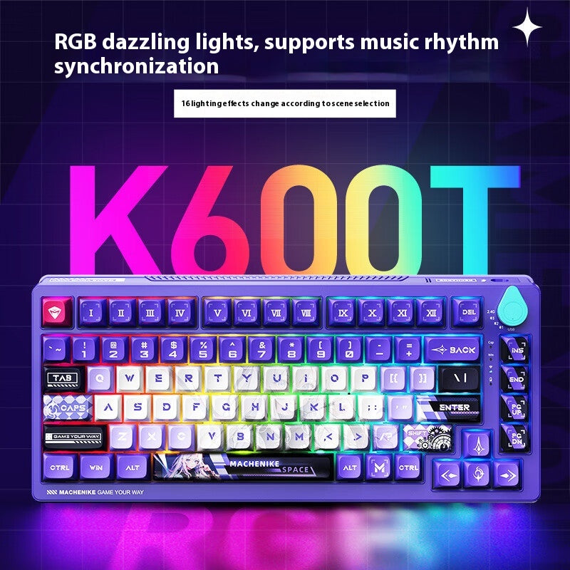 MACHENIKE K600T Mechanische Tastatur RGB Kabellos 2.4G Bluetooth