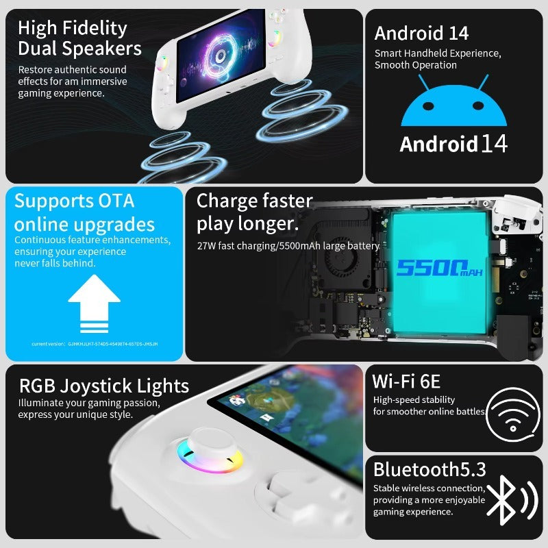 ANBERNIC RG557 Handheld Game Console 5.48" AMOLED Screen Dimensity 8300 Android 14 High-resolution Joysticks