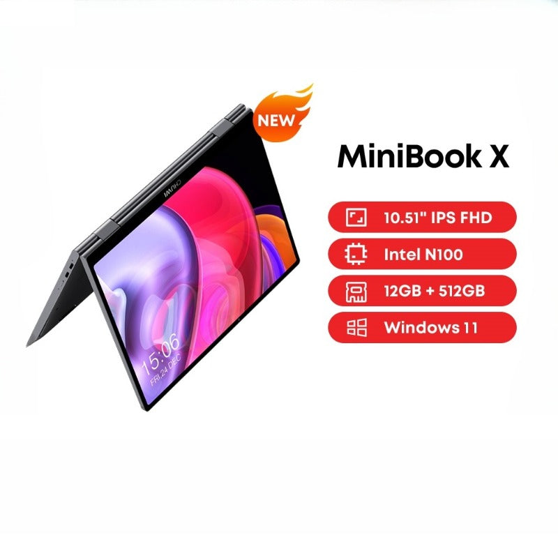 CHUWI MiniBook X Laptop Tablet 2 In 1 Intel N100 10.51" FHD IPS Screen 12GB LPDDR5 512G SSD Windows 11