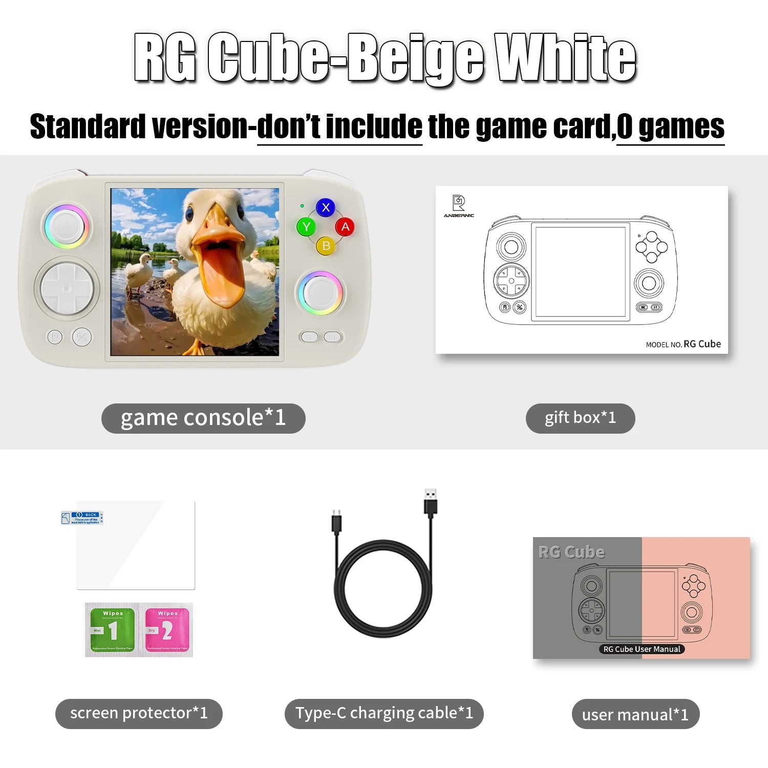 ANBERNIC RG Cube Retro Handheld Game Console Android 13 Unisoc T820 3.95 Inch IPS Screen Hall Joystick RGB lighting effect