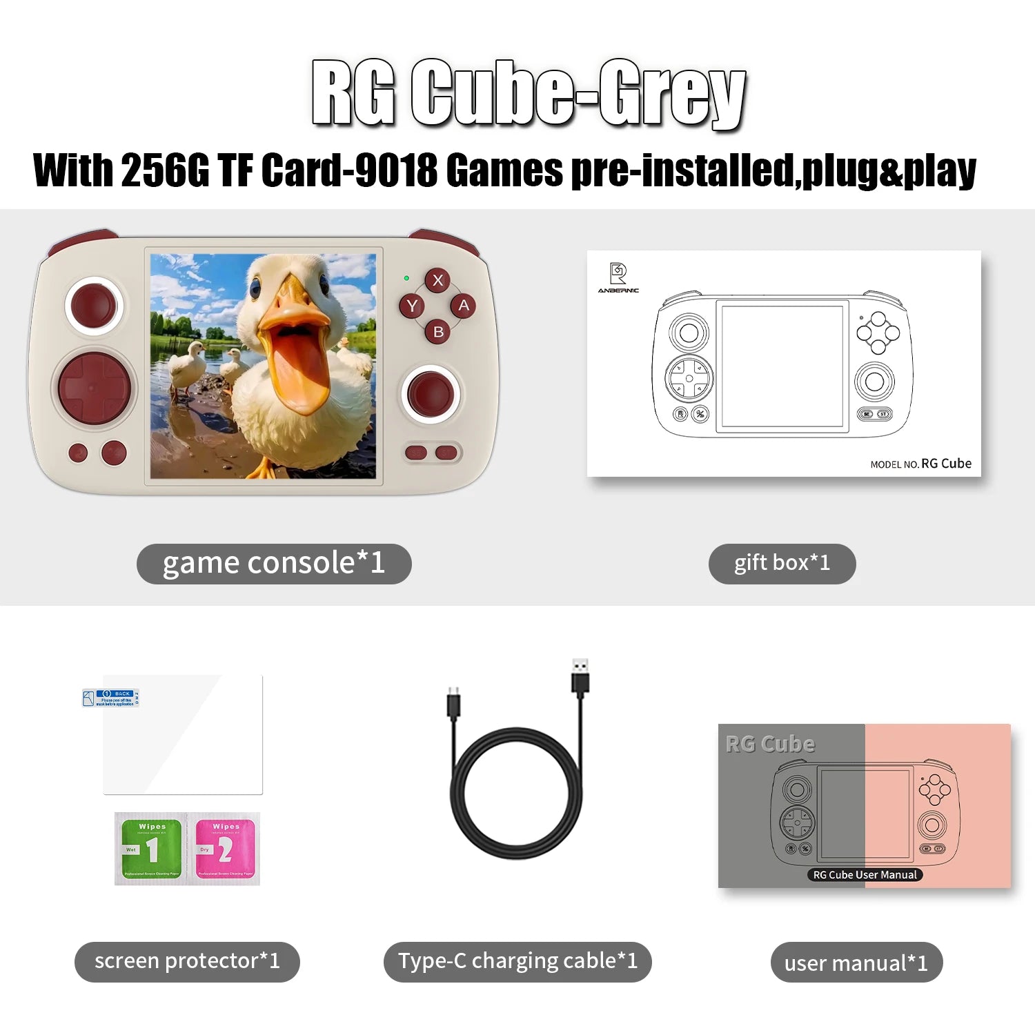 ANBERNIC RG Cube Retro Handheld Game Console Android 13 Unisoc T820 3.95 Inch IPS Screen Hall Joystick RGB lighting effect