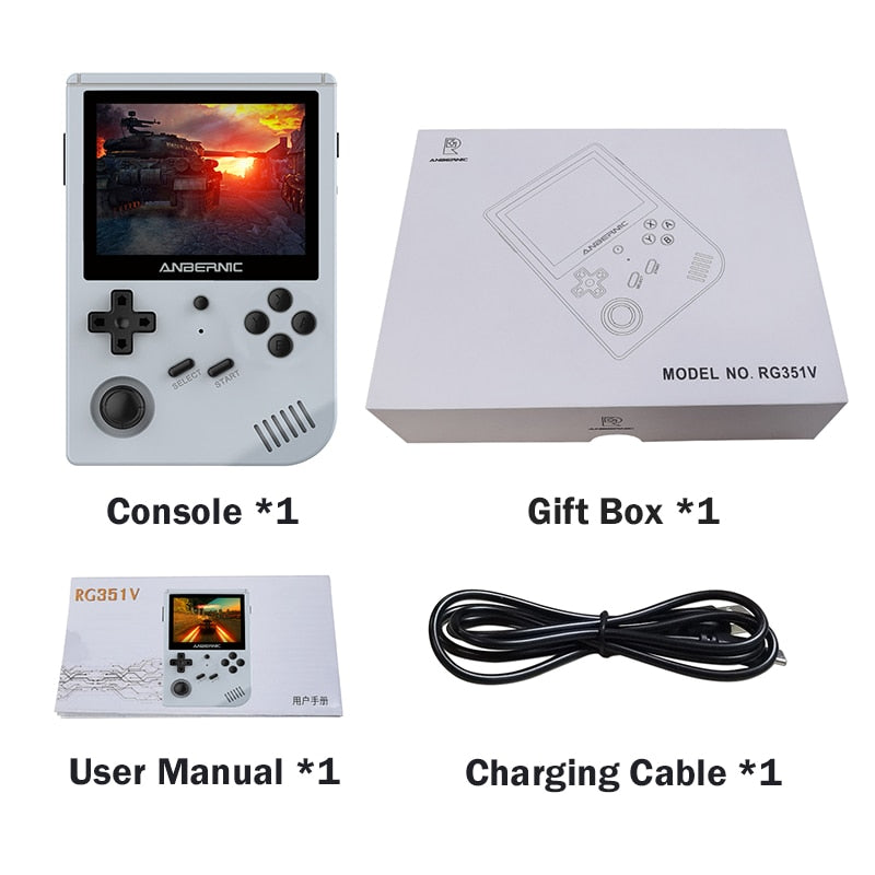 Abernic RG351V Retro Game Consoles Dual TF Card 128G 3.5'' IPS   3900mAh PSP GBC 2500+