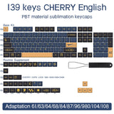BLAU/ROT Samurai Japanisch/Koreanisch/Russisch/Spanisch/Französisch PBT-Tastenkappen ISO-Layout Cherry-Profil für benutzerdefinierte mechanische Tastatur