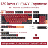BLAU/ROT Samurai Japanisch/Koreanisch/Russisch/Spanisch/Französisch PBT-Tastenkappen ISO-Layout Cherry-Profil für benutzerdefinierte mechanische Tastatur