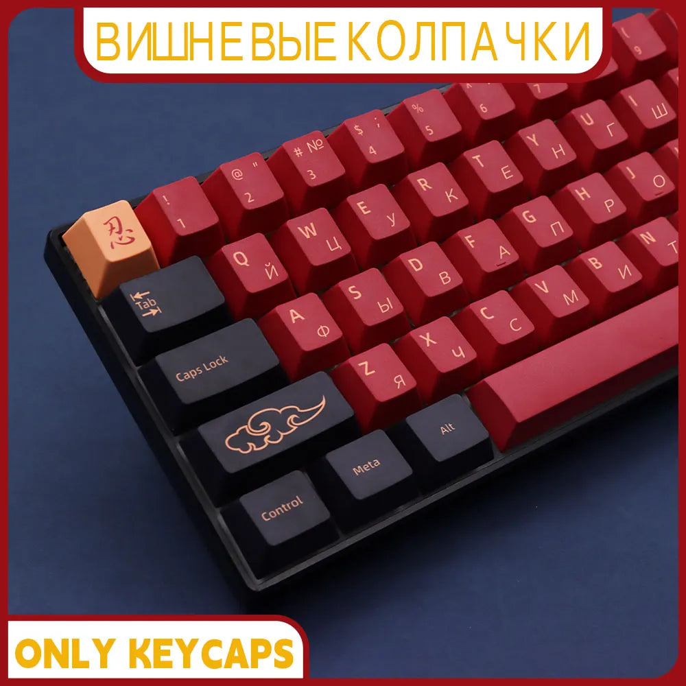 BLAU/ROT Samurai Japanisch/Koreanisch/Russisch/Spanisch/Französisch PBT-Tastenkappen ISO-Layout Cherry-Profil für benutzerdefinierte mechanische Tastatur