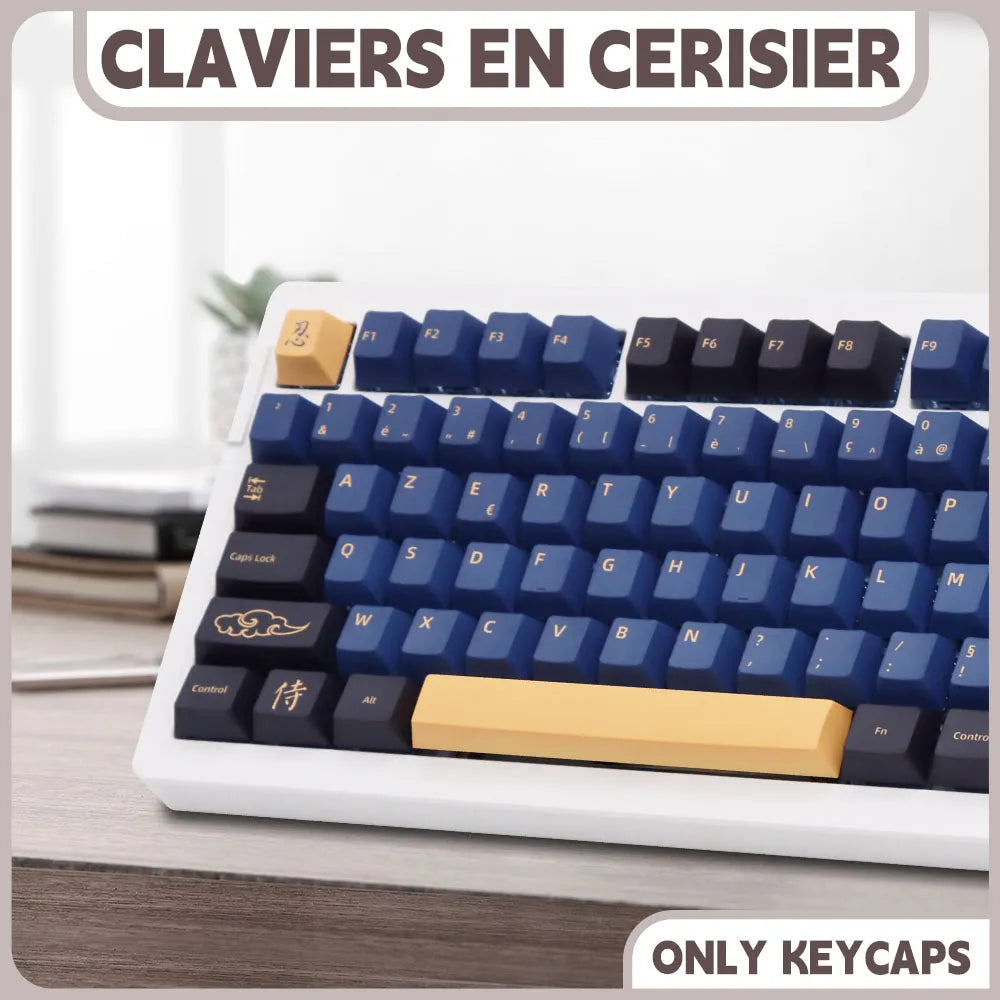 BLAU/ROT Samurai Japanisch/Koreanisch/Russisch/Spanisch/Französisch PBT-Tastenkappen ISO-Layout Cherry-Profil für benutzerdefinierte mechanische Tastatur