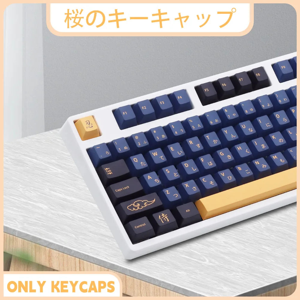 BLAU/ROT Samurai Japanisch/Koreanisch/Russisch/Spanisch/Französisch PBT-Tastenkappen ISO-Layout Cherry-Profil für benutzerdefinierte mechanische Tastatur