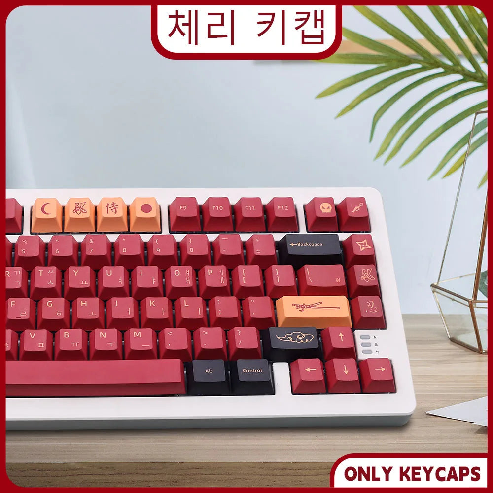 BLAU/ROT Samurai Japanisch/Koreanisch/Russisch/Spanisch/Französisch PBT-Tastenkappen ISO-Layout Cherry-Profil für benutzerdefinierte mechanische Tastatur