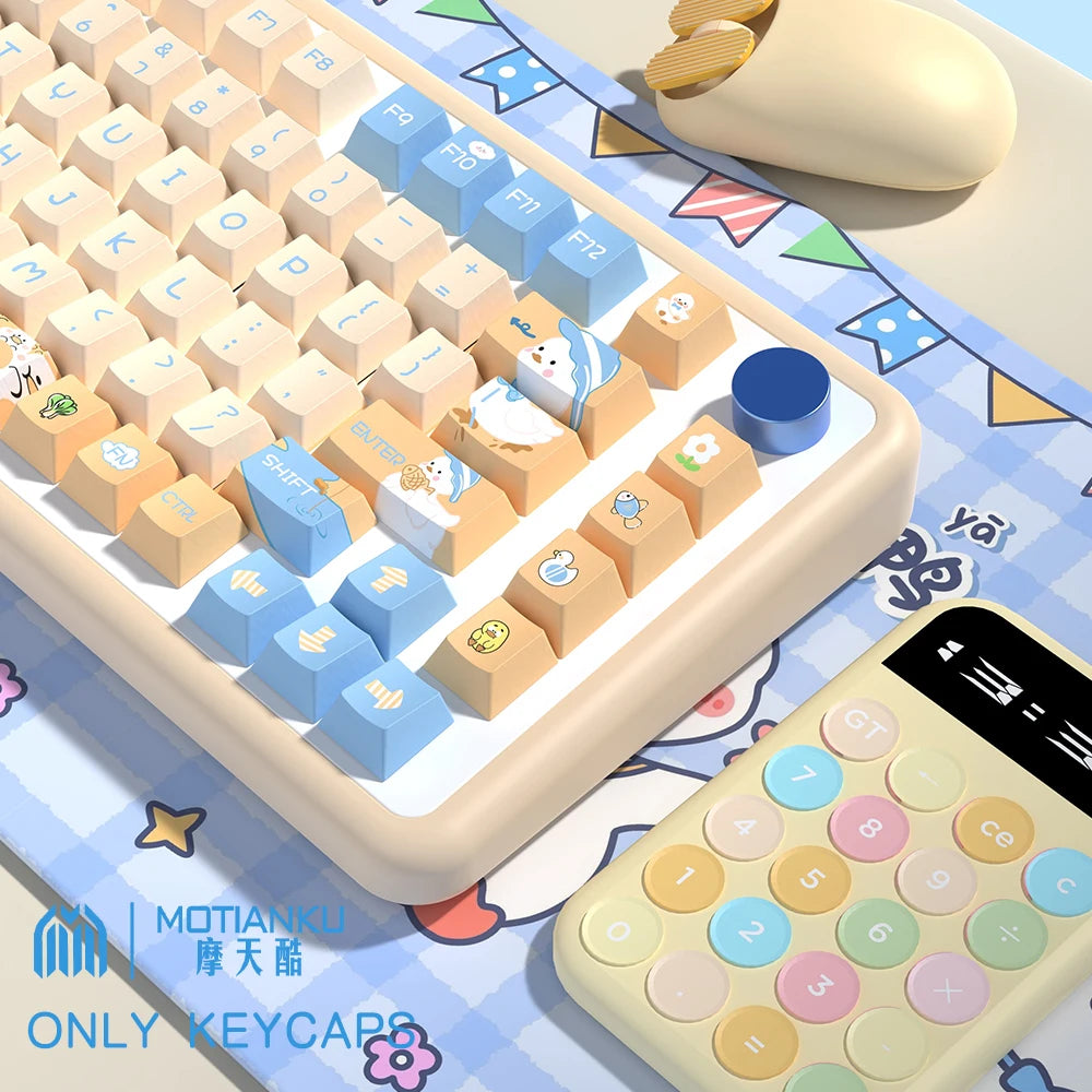 Cute Duck Cartoon Theme Keycaps XDA Profile Key caps Korean English for 61/64/68/84/87/96/98/104 Mechanical Keyboard