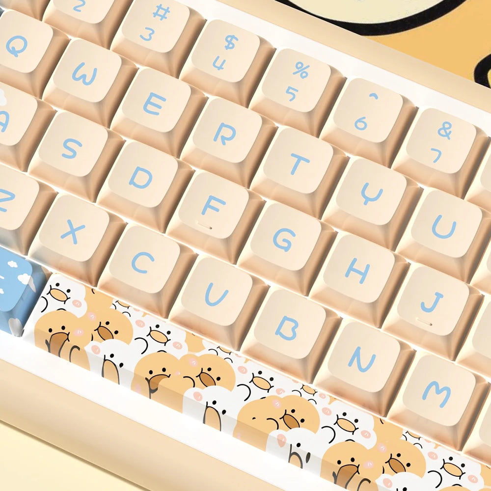 Cute Duck Cartoon Theme Keycaps XDA Profile Key caps Korean English for 61/64/68/84/87/96/98/104 Mechanical Keyboard