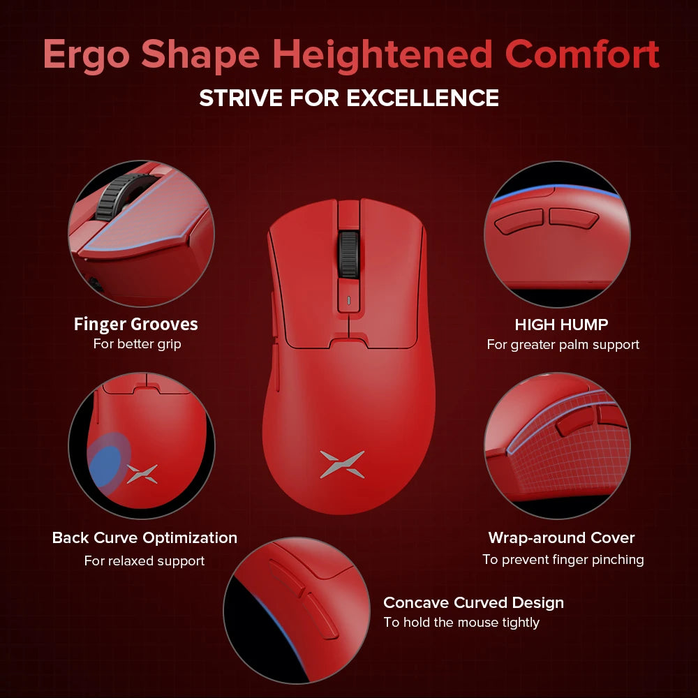 Delux M900 PRO Wireless Gaming Mouse Ergonomic 8K Polling Rate PAW3395 BK3633 63g RGB Charging Dock