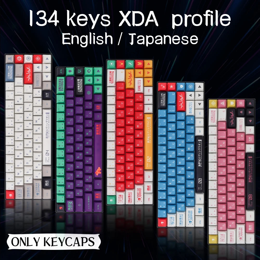 Eva-Thema, japanische Animation, personalisierte Tastenkappen, XDA-Profil, PBT-Farbstoffsublimations-Tastenkappe für mechanische Tastatur GMK MX Switch