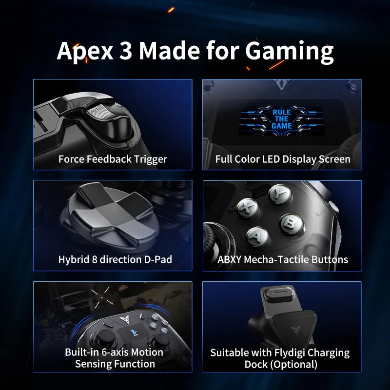 Flydigi Apex Series 3 Elite Gaming-Controller-Unterstützung: Windows / Switch / Android / MFi Apple Arcade-Spiele / Cloud-Gaming