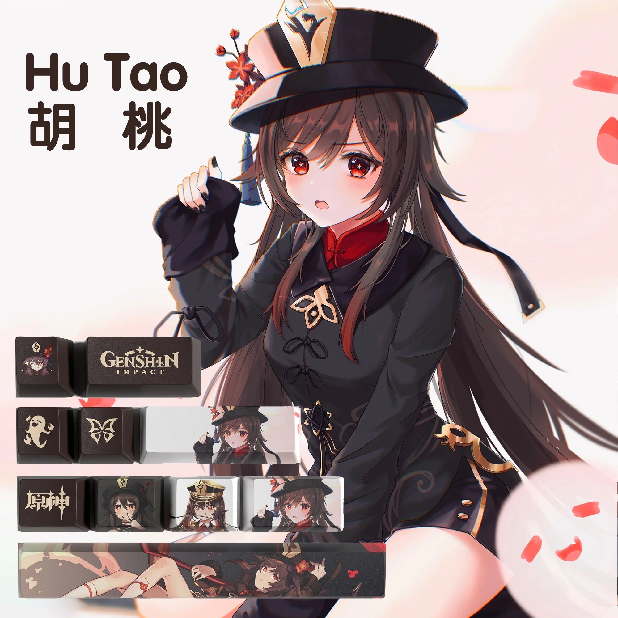 Genshin Impact-Tastenkappen Raiden-Shogun-Tastenkappen OEM-Profil 10 Tasten PBT-Farbstoff-Sub-Tastenkappen