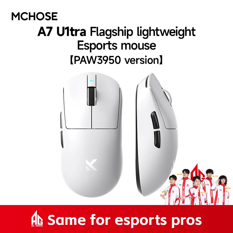 MCHOSE A7 Ultra Wireless Gaming Mouse Bluetooth PAW3950 26000DPI Optical Sensor 8KHz Light Weight