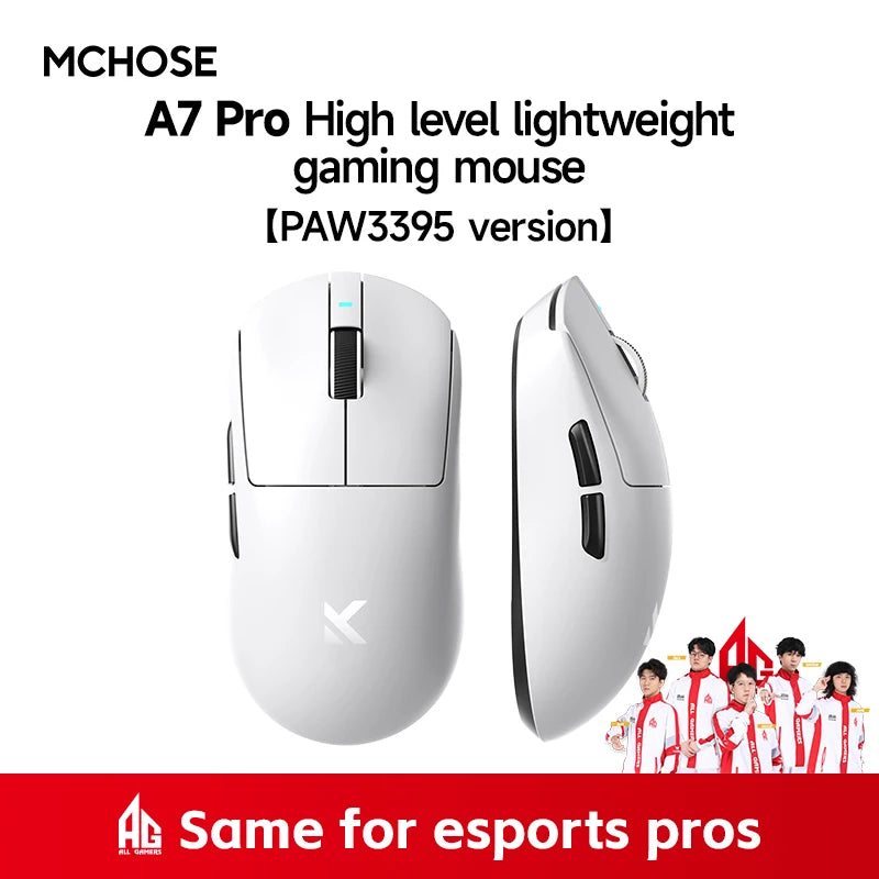 MCHOSE A7 Ultra Wireless Gaming Mouse Bluetooth PAW3950 26000DPI Optical Sensor 8KHz Light Weight