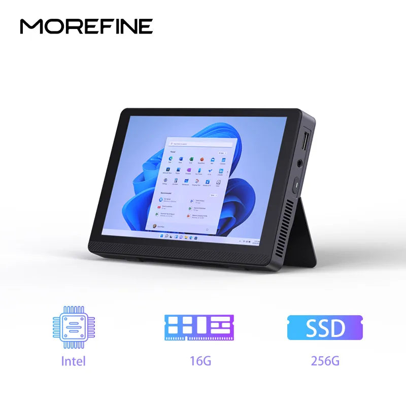 MOREFINE 12th Gen Intel N200 7 Inch Mini PC Windows 11 WiFi6 BT5.2 16GB/512G Touch Screen 4K
