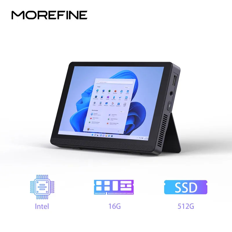 MOREFINE 12th Gen Intel N200 7 Inch Mini PC Windows 11 WiFi6 BT5.2 16GB/512G Touch Screen 4K