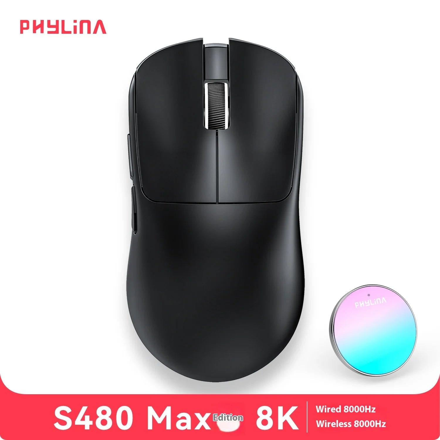 PHYLINA S480 Esports Gaming Mouse wireless 8K PAW3950 PAW3395 Lightweight