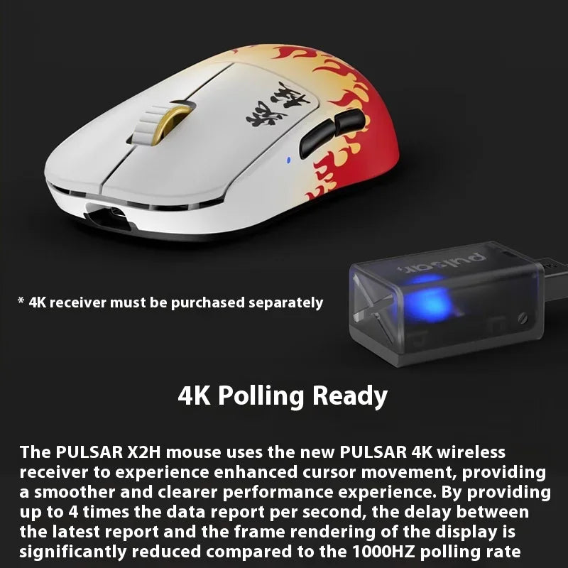 Pulsar X2H Joint Demon Slayer Wireless Mouse Kyoujurou 50g Lightweight Gamer Mice 26000DPI USB Paw3395 Esports Gaming Office