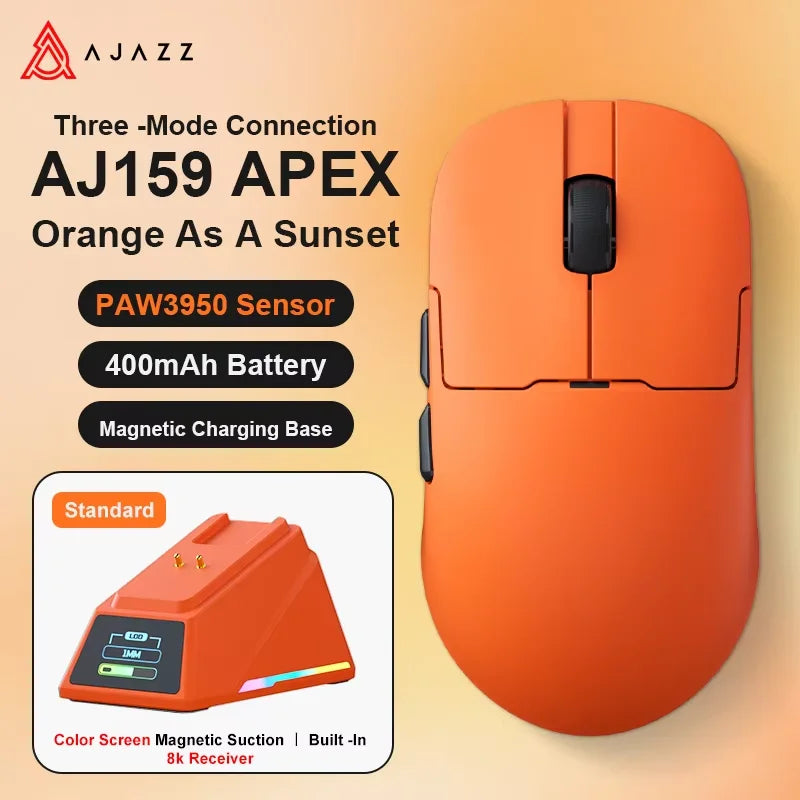 AJAZZ AJ159 APEX/AJ159P Wireless Gaming Mouse with RGB Magnetic Charging Base Lightweight