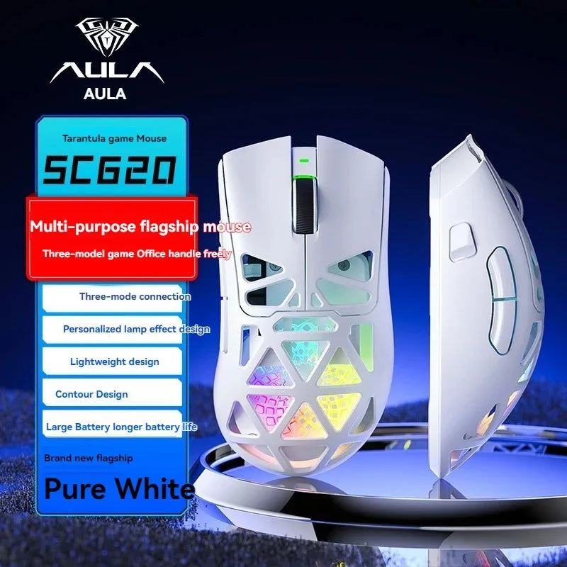 AULA SC620 Wireless Gaming Mouse 3-Mode Bluetooth Rechargeable Lightweight with RGB Lighting