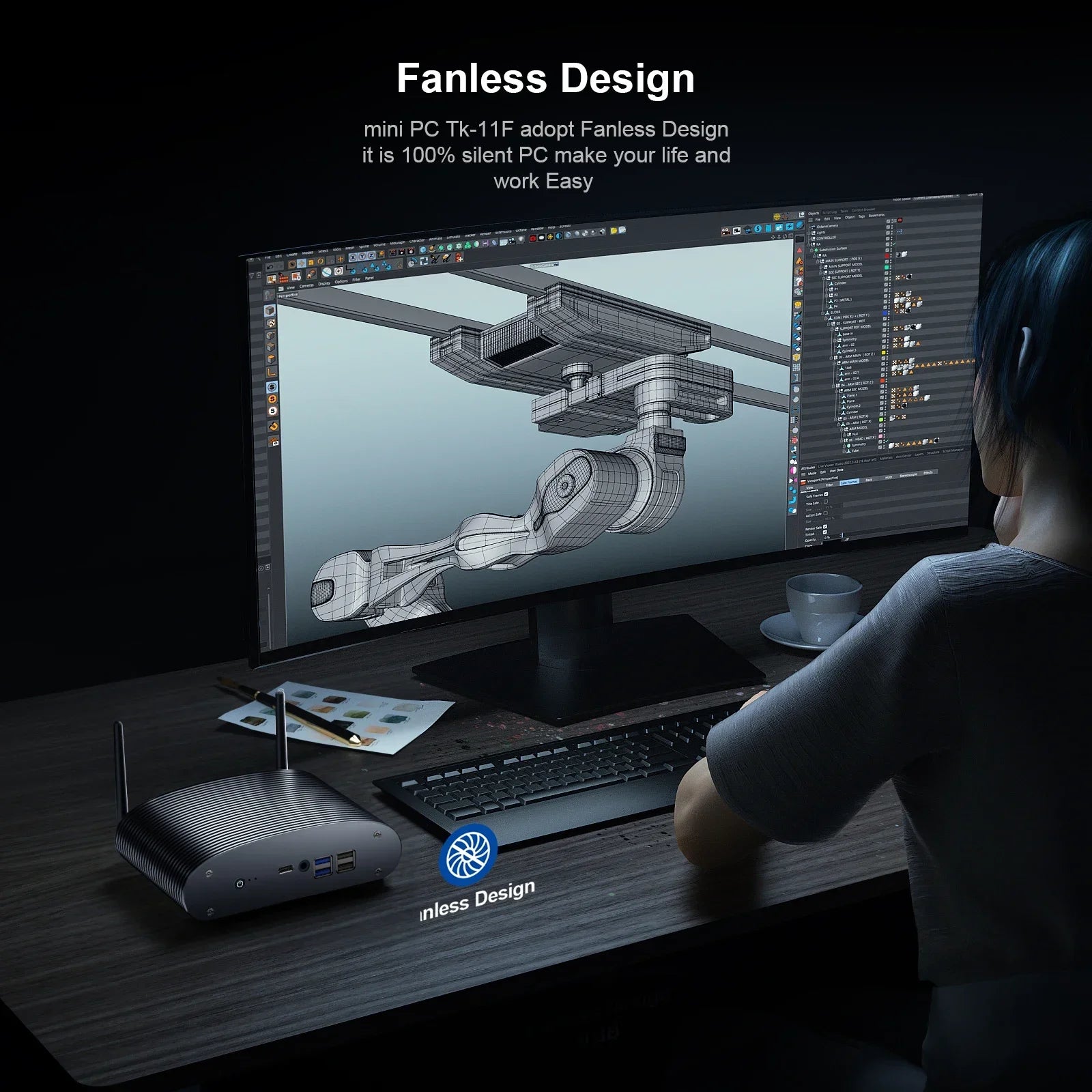 GTBOX  Intel 1235U i7 1255U TK12F Fanless Mini PC Gaming Desktop Computer 3x4K@60GHZ  Support NVME SSD