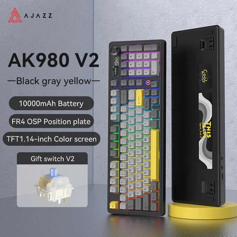 AJAZZ AK980 V2 Wired Mechanical Keyboard Three-mode Hot-swappable