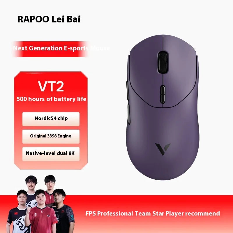 Rapoo Vt2 Wired/2.4G Paw3950 8000hz Wireless Charging 45000dpi Gaming Mouses