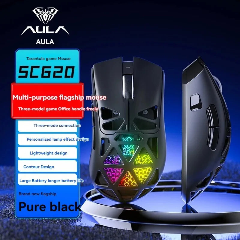 AULA SC620 Wireless Gaming Mouse 3-Mode Bluetooth Rechargeable Lightweight with RGB Lighting