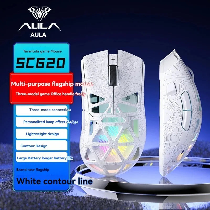 AULA SC620 Wireless Gaming Mouse 3-Mode Bluetooth Rechargeable Lightweight with RGB Lighting