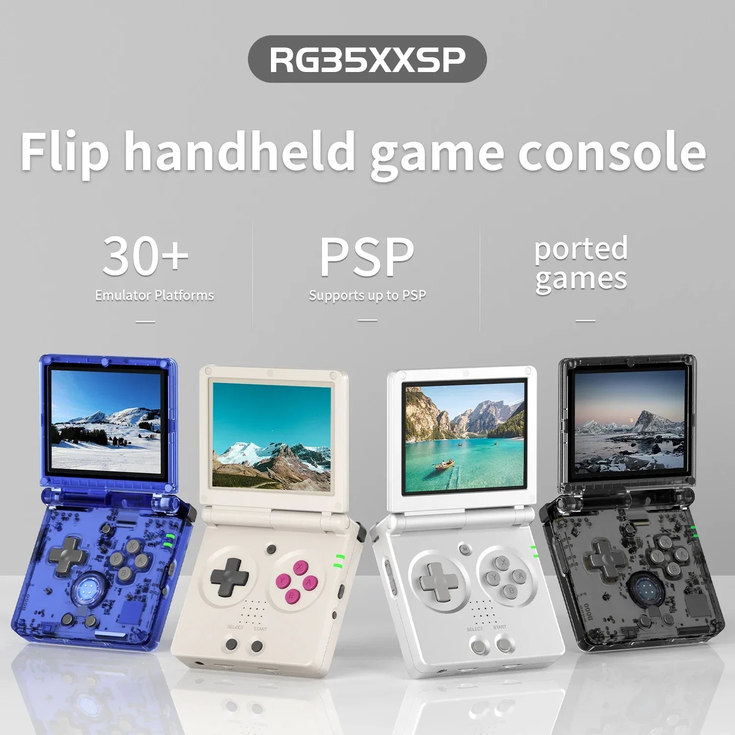 ANBERNIC RG35XXSP Faltbare Handheld-Spielkonsole, Videospielkonsolen, 3,5-Zoll-IPS-Bildschirm, 3300 mAh, Linux-System, 256 GB, PSP
